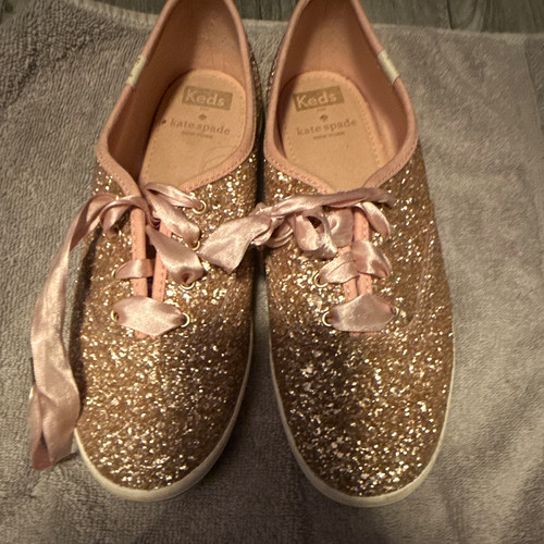 Keds x kate spade new york Glitter Lace-Up Sneakers Pink Gold WF52991M