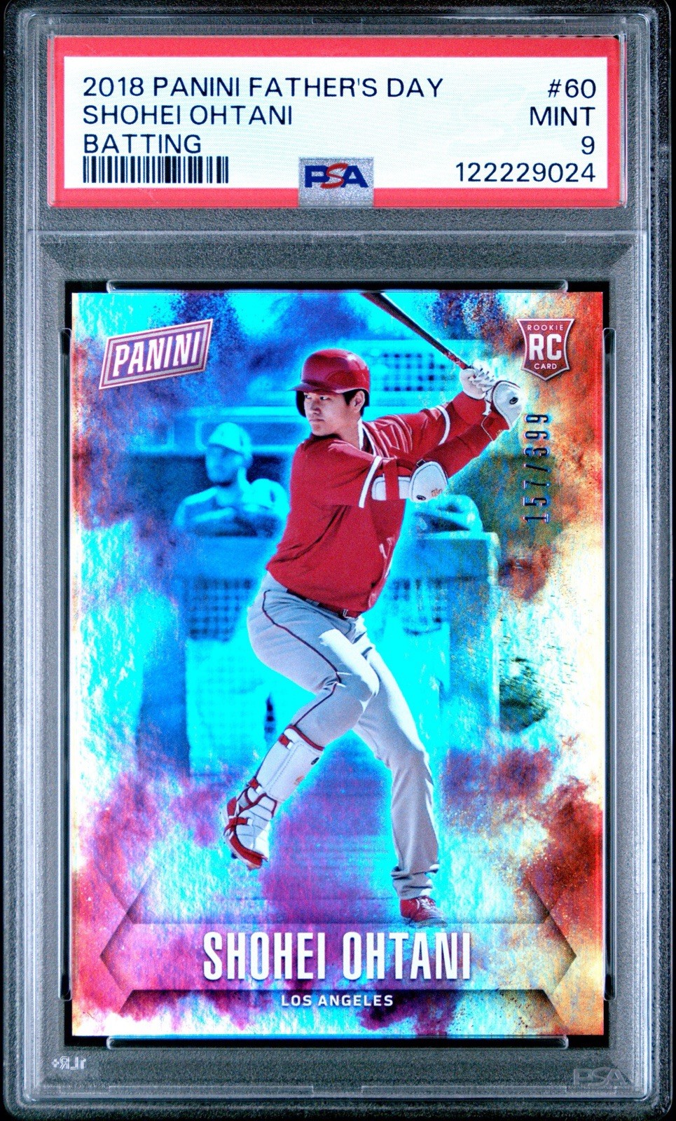 2018 PANINI FATHER'S DAY BATTING #60 SHOHEI OHTANI ROOKIE /399 PSA 9 MINT RC view 1