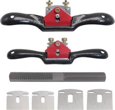 KOOTANS 2pcs 9" 10" Adjustable Spokeshave with Flat Base,4pcs Replacement Blades