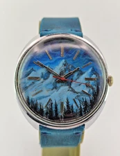 Piece Unique Vintage Watch Raketa 2609 HA Artwork Dial Mountains Mechanical Men