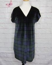 Vineyard Vines Blackwatch Velvet Dress Green Purple Black Plaid Size S