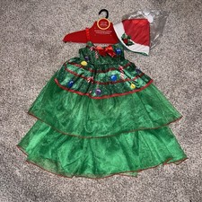 Girls Christmas Tree Dress  Santa Hat Transforming Costume Small Brand New