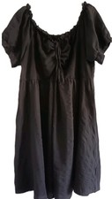 Ladies Black Elasticated Waist And Neckline Short Sleeve Dress Size 24