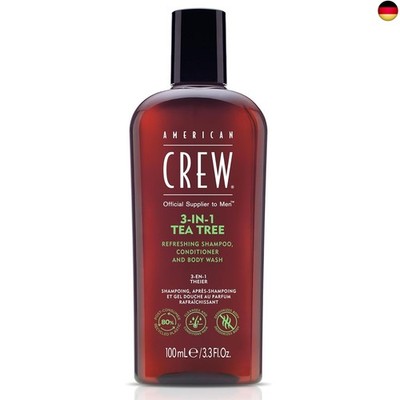 AMERICAN CREW - 3-in-1 Tea Tree Shampoo, Conditioner & Body Wash, 100ml,