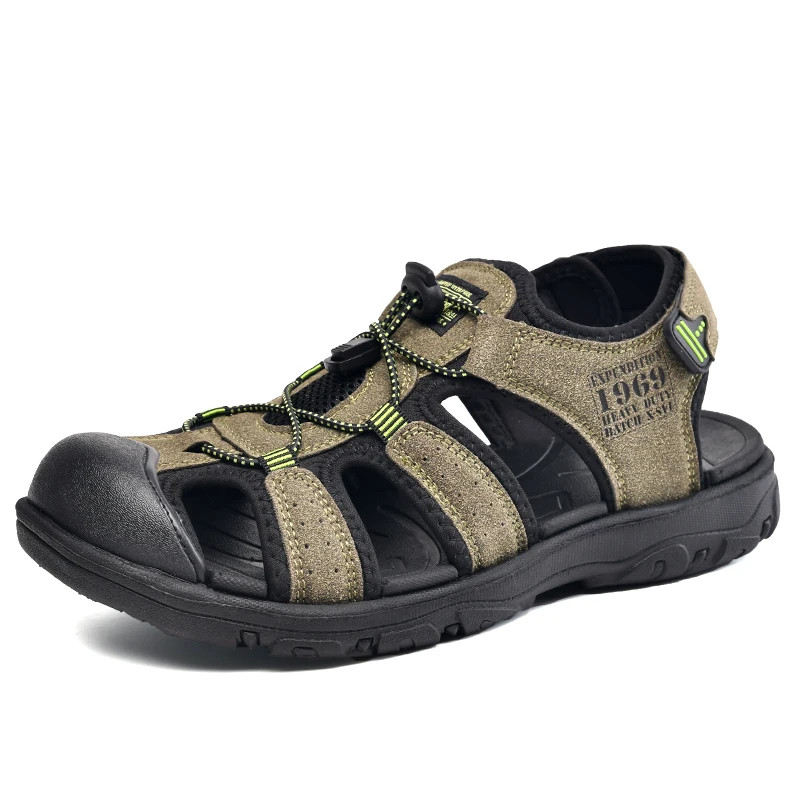 Sandalias de trekking transpirables ajustables con cordón transpirables con puntera cerrada para hombre