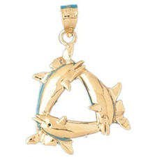 Dolphin Charm Pendant 14k Gold