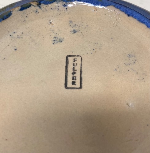 Vintage FULPER Art Pottery 9" Diameter Bowl FLAMBE Blue Green Cream - Picture 5 of 5