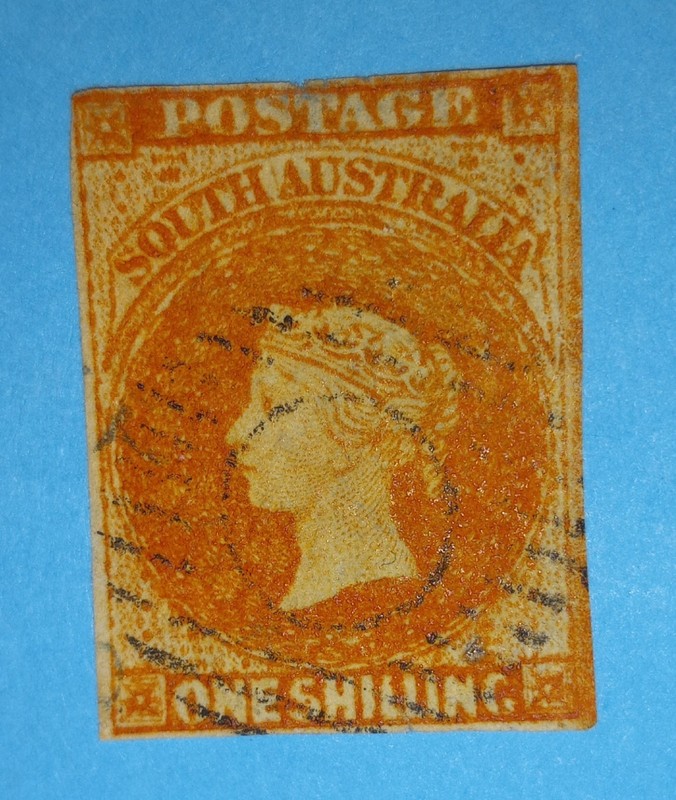 + South Australia 1 Shilling Queen Victoria #9b? or #13? Red Orange Sotn