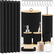 22PCS Bathroom Accessories Set,Stylish & Functional Bath Decor for Home- Black