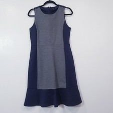 J. Crew Color Block Gray Navy Sleeveless Dress Women size 8 Workwear