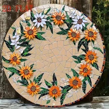 1pc 2D 2D Flat, 1pc Sunflower Pastoral Print Round Aluminum Metal Sign- Vibrant