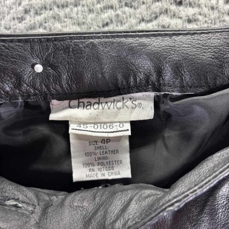 Chadwicks Leather Pants Womens Size 4P Black Straight Loose Fit - Image 4 of 4