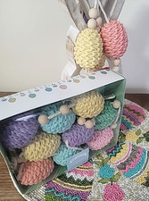 NIB Bunny Boulevard Easter Egg Garland Crochet & Wood Beads 6 Ft. SPRING PASTELS