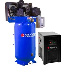 Global Industrial Two Stage Piston Air Compressor w/Dryer 7.5 HP 80 Gal. 1 Phase
