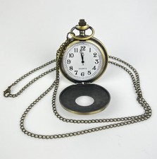 Steampunk Vintage Style Quartz Pocket Watch Roman Number Chain Pendant Film Prop