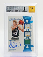 LARRY BIRD 2024-25 FLAWLESS ON CARD AUTO TRIPLE GAME USED PATCH 1/1 BGS 9 Q2754