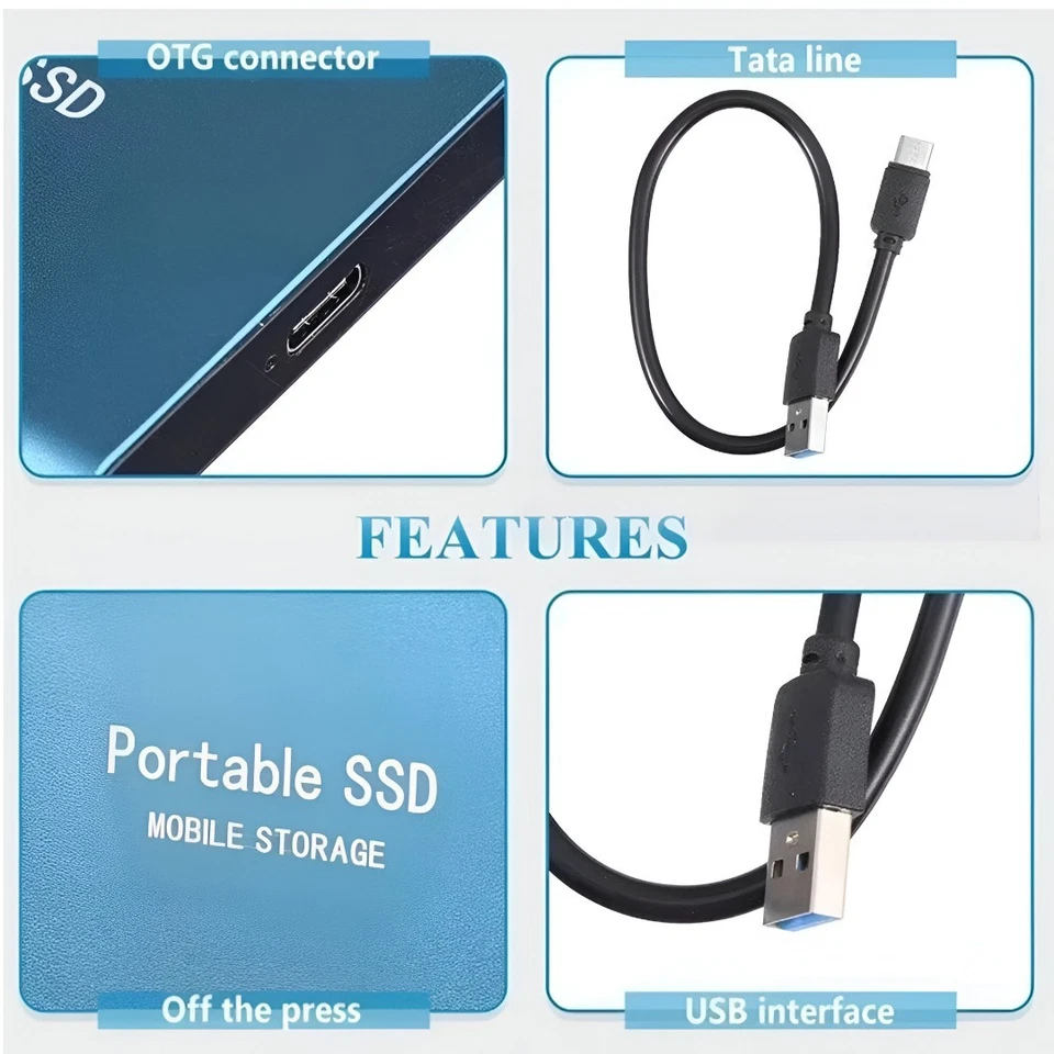External Hard Drive SSD Disk Memory Storage USB 3.0 HDD for PC Laptop Phone - Image 4 of 4