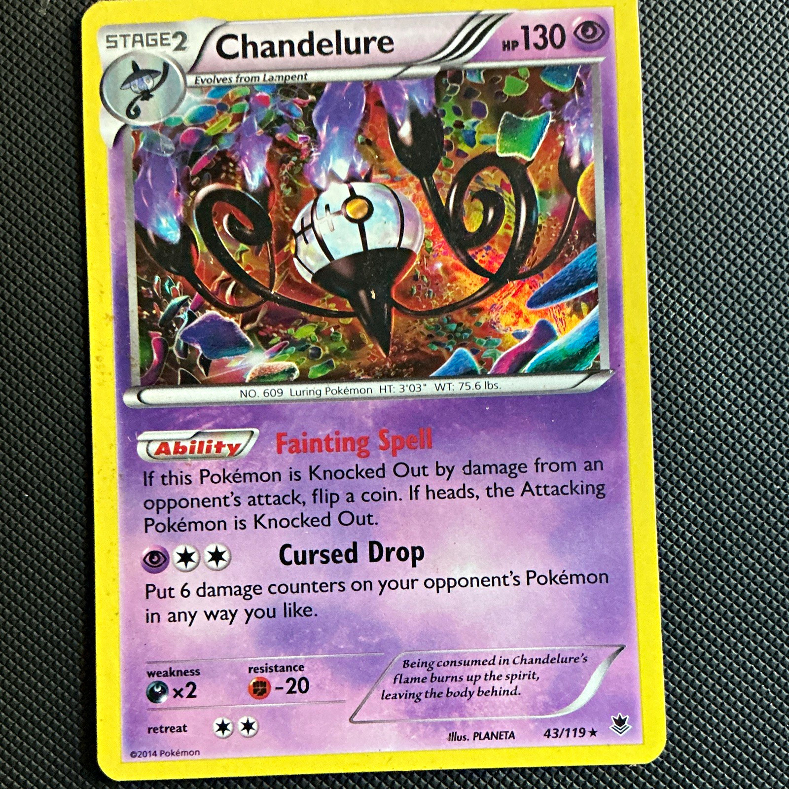 Chandelure Holo Rare 43/119 XY Phantom Forces Stage 2 130 HP Eng 2014