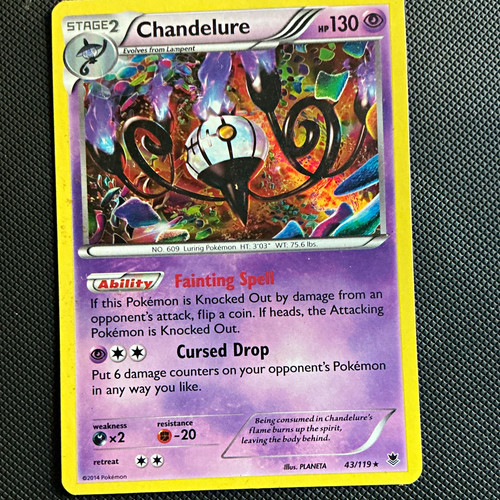 Chandelure Holo Rare 43/119 XY Phantom Forces Stage 2 130 HP Eng 2014