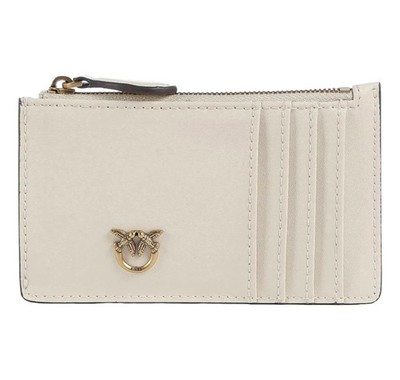 PINKO Women's Heron Card Holder Calf Silk 100251 Z14Q Color White