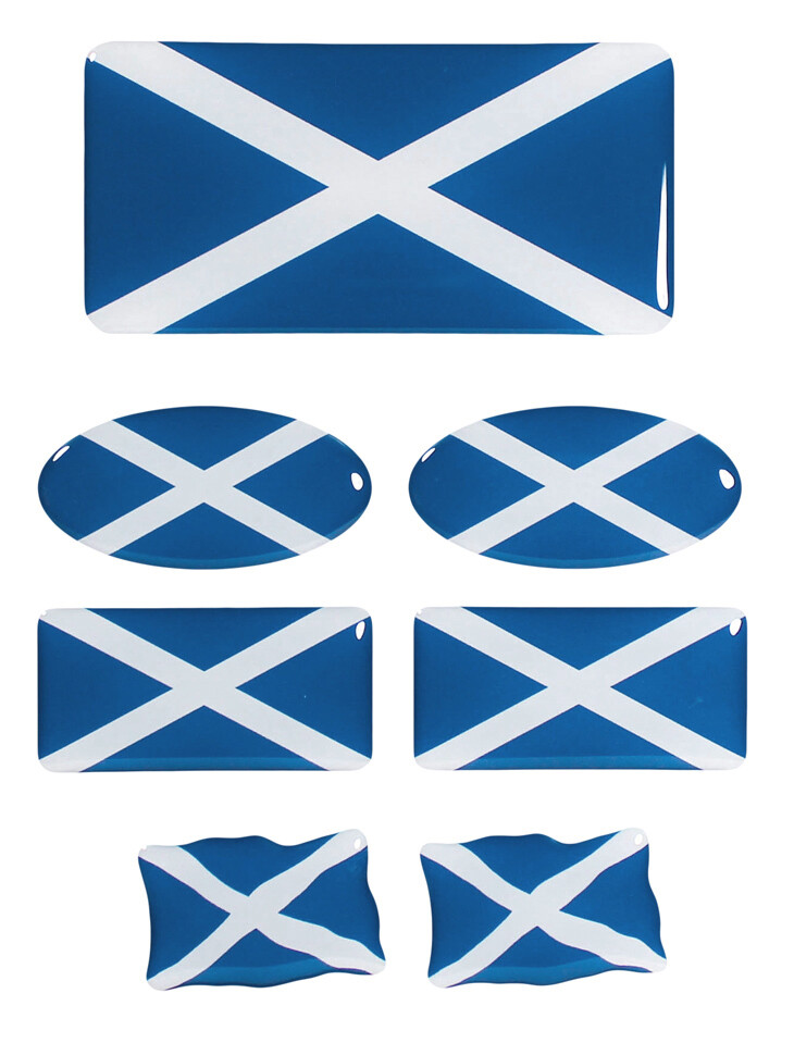Scotland 3D Decorative Gel Flags Sticker Set for Car Motorbike Set of 7