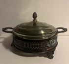 Vintage Sheffield Silver Company Warming Dish With 2 Qt. Pyrex Insert & Lid