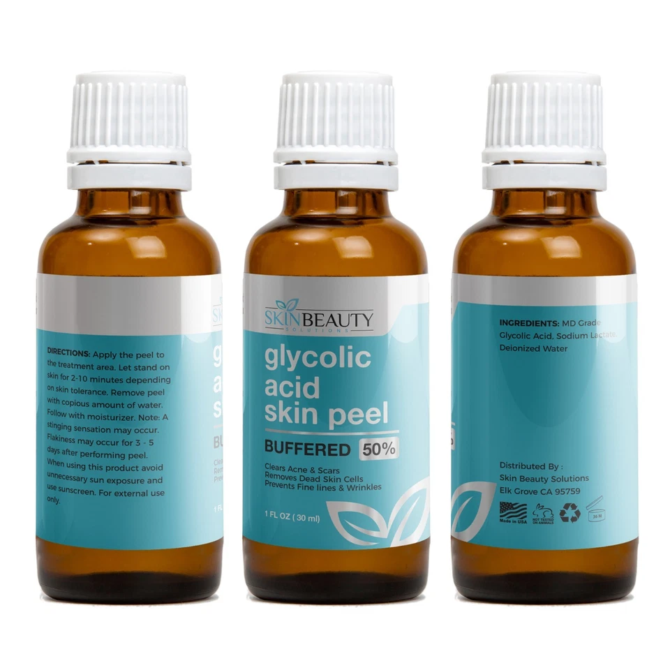GLYCOLIC ACID BUFFERED Skin Face Chemical Peel - 35% 50% 70% Acne Wrinkles Pores - Image 3 of 4