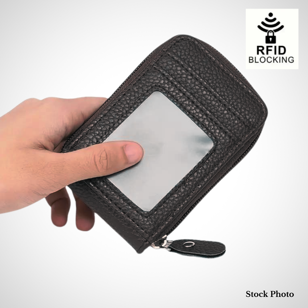 Slim RFID Blocking Wallet with Clear Window Multi Card Slots and Zipper Coin Pocket-image