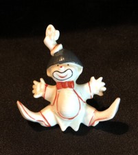 Payaso Art Deco Pierrot Pintura Fría Cerámica Vintage Porcelana Rojo y Blanco