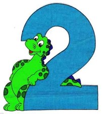 dinosaur number heat transfer iron on #2 not embroidered 3.5 inch USA made