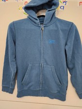 Quiksilver Sweatshirt Boys M Blu Flanklin Full Zip Hoodie Fleece 2 Side Graphic