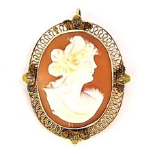 Vintage 14K Gold Cameo Pendant/Pin