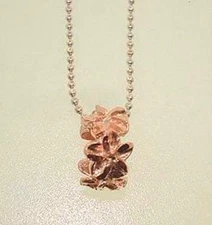 6MM SOLID 14K ROSE GOLD DIAMOND CUT DC 5 PLUMERIA FLOWER LEI SLIDE PENDANT