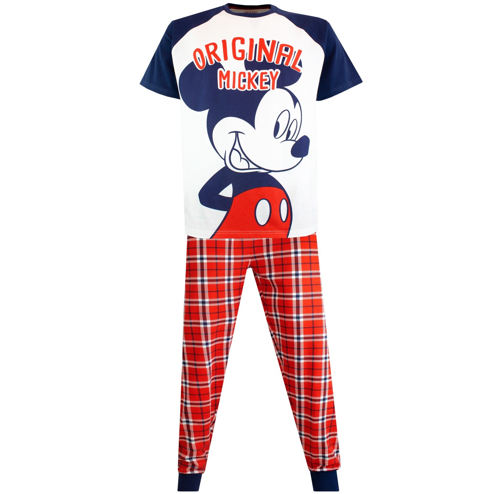 Pijama Mickey Mouse Disney Adultos Hombres S M L XL 2XL Manga Corta Rojo Azul