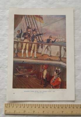 c1930 colour illustration Nelson's chase after the French fleet 1805