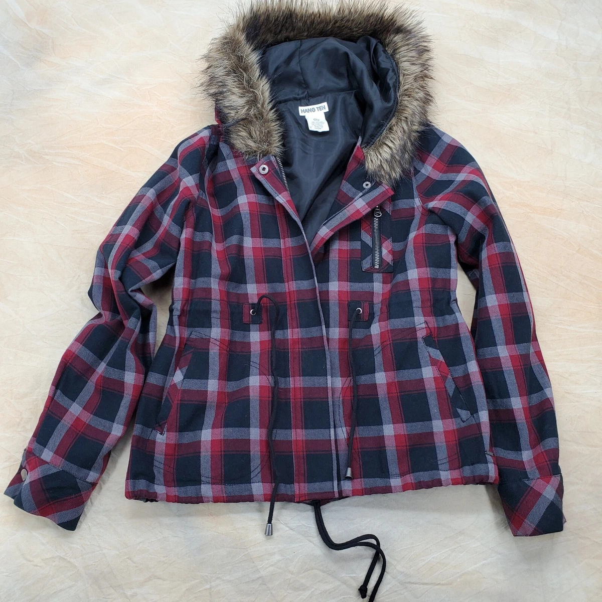 Flannel jacket with fur sale