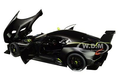 ASTON MARTIN VULCAN MATT BLACK W/LIME GREEN STRIPES 1/18 MODEL CAR