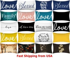 12x20" Cushion COVER Yellow White Black 2-Sided Lumbar Decorative Pillow Case