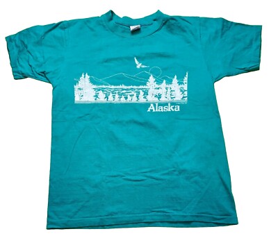 Vintage 80's Alaska Mountains Nature Single Stitched Shirt Size Large USA Made