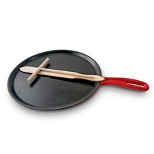 Red Enameled Cast Iron Crepe Pan with Tools 29cm by Silk Route Home