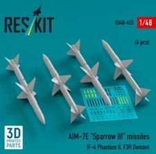 Reskit RS48-0455 1:48 AIM-7E Sparrow III missiles 4 pcs F4 Phantom II F3H Demon
