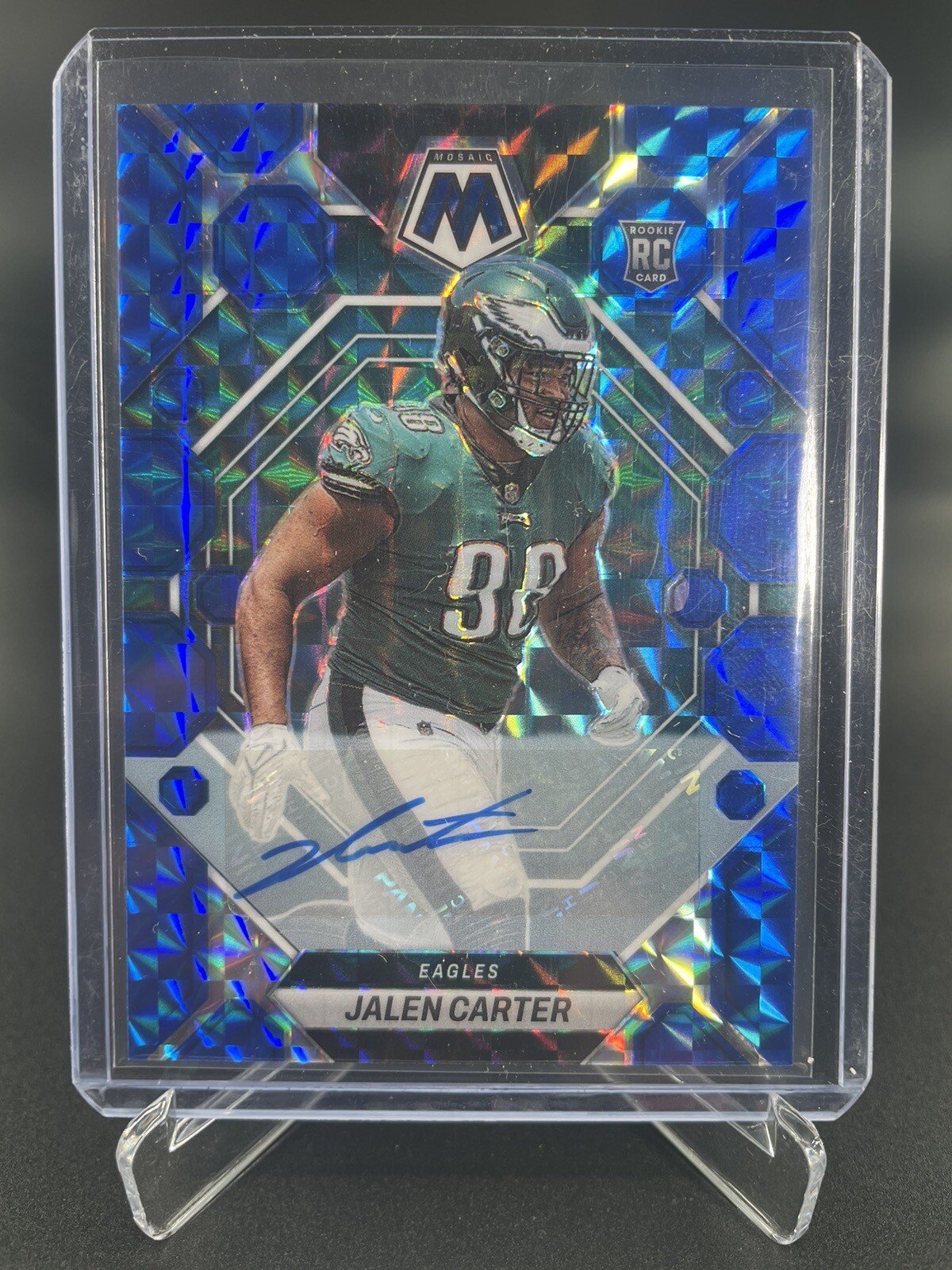 2023 Panini Prizm Blue Mosaic Jalen Carter 77/99 Rookie Card Auto #328