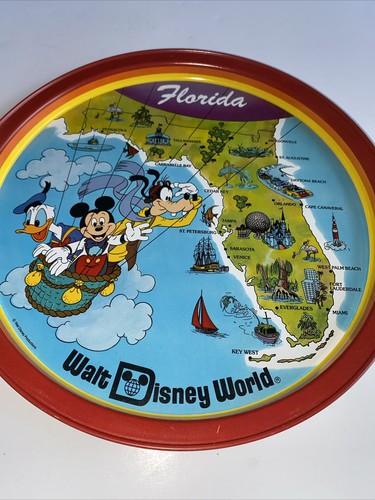 Vintage Disneyland Walt Disney World Florida / California Tray 10.5" Souvenir - Picture 3 of 9