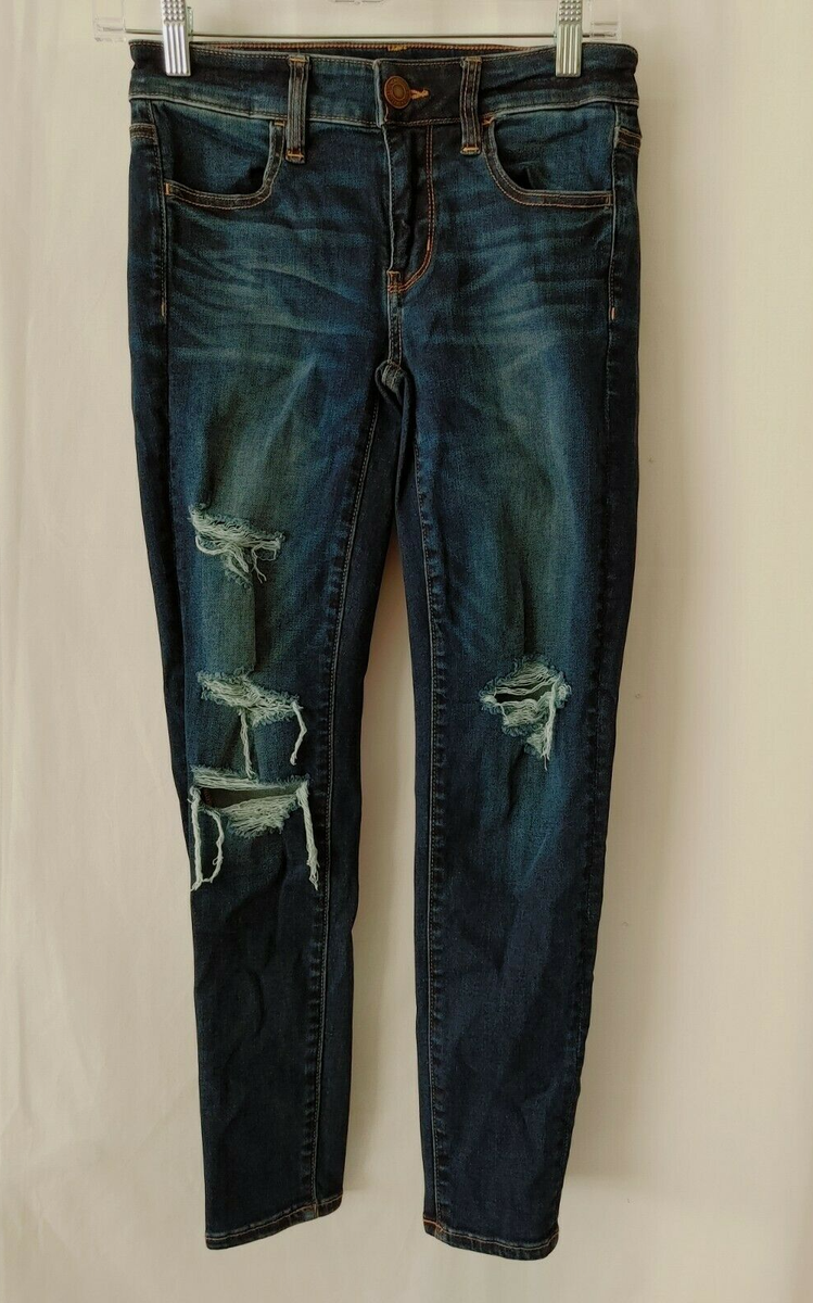 【gen-ga】 American Eagle Jegging Ne(x)t Level Stretch Holes Distressed Blue