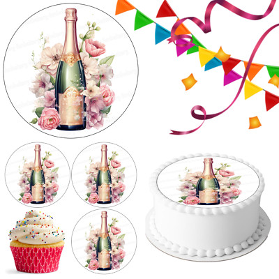 Sekt Tortenaufleger Party Deko essbar Geburtstag Geschenk Feier Cupcake