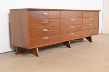 George Nakashima Monumental Sculpted Walnut Dresser for Widdicomb, Restored