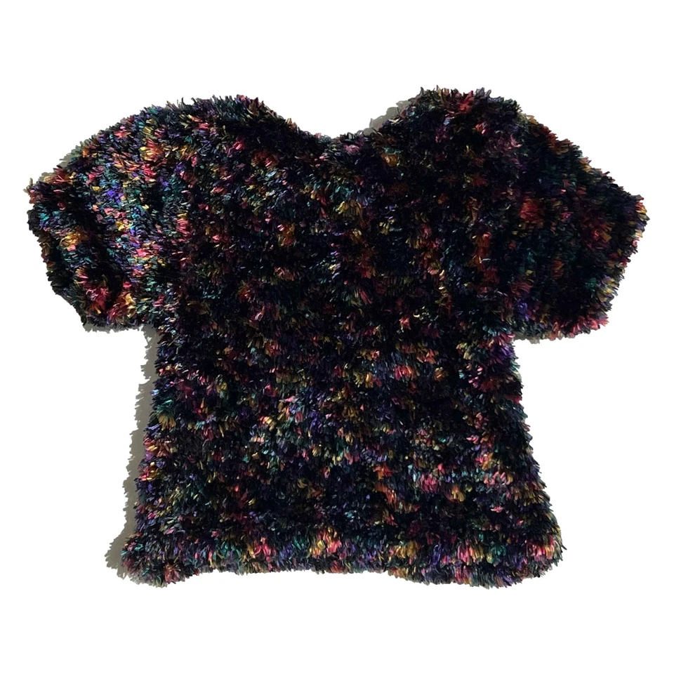 The Limited Girl's Colorful Fuzzy Short Sleeve Sweater Top Size 12 - Image 2 of 4