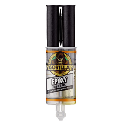 GORILLA GLUE 5 Min 2 Teil EPOXY Spritze 25ml Wiederverschließbar Klarer Spalt 