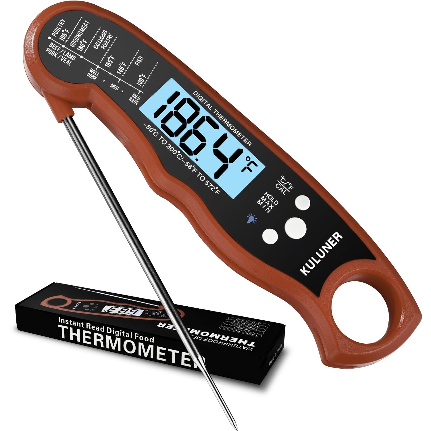 TP-01 Waterproof Digital Instant Read Meat Thermometer with 4.6 Folding Probe...