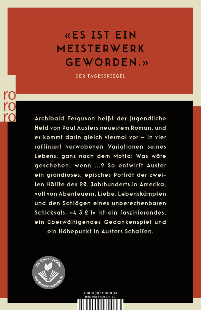 Thumbnail - 4 3 2 1 (4321) | Paul Auster | 2018 | Deutsch | 4 3 2 1